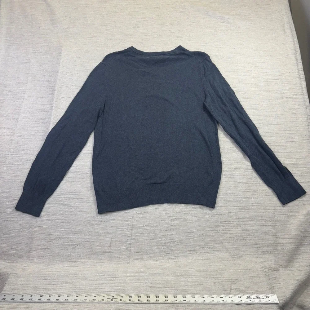 Banana Republic Mens Silk Cashmere Blend V-Neck Sweater Blue Heather Size Medium